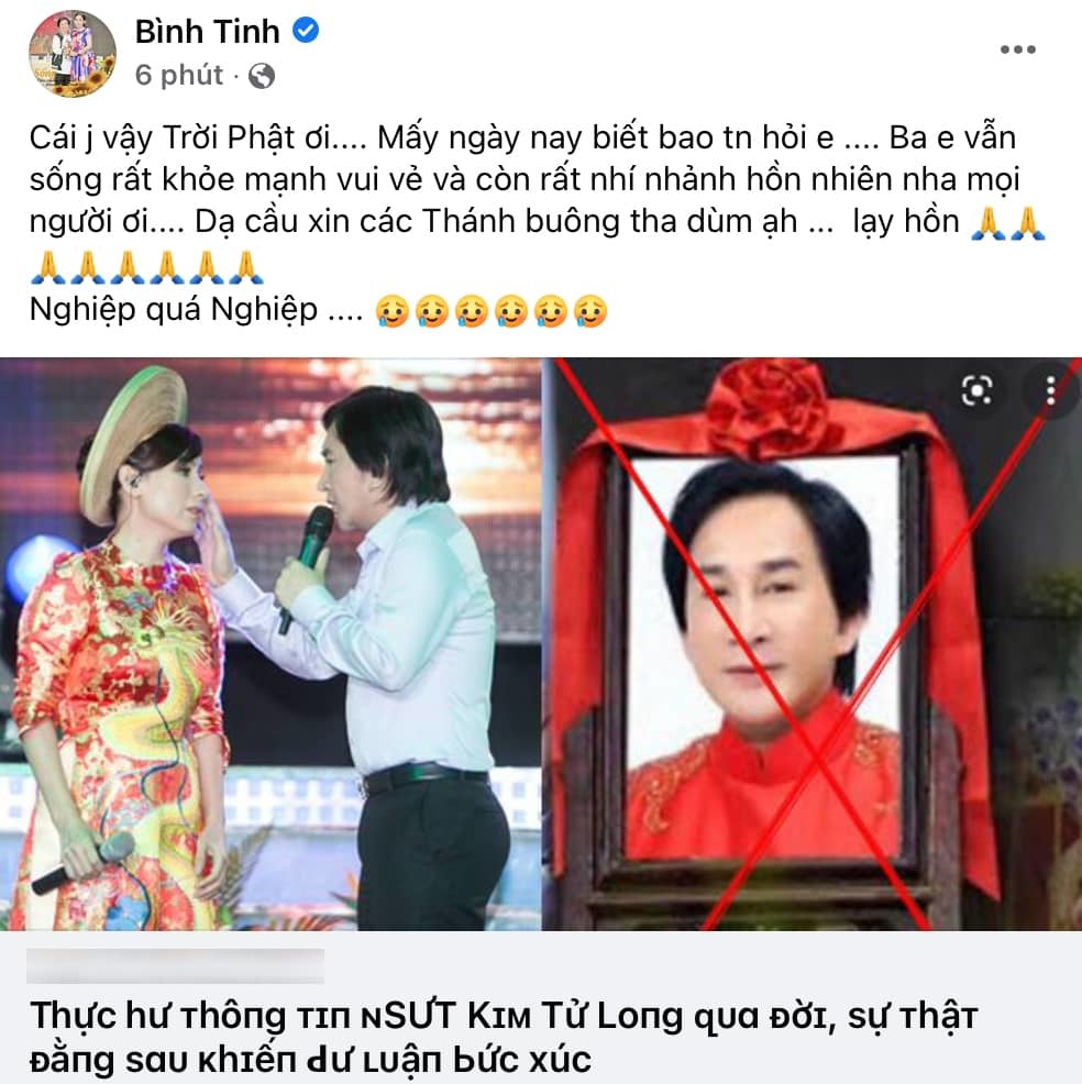  Bình Tinh bức xúc trước thông tin sai sự thật. (Ảnh: Chụp màn hình FB Bình Tinh) - Tin sao Viet - Tin tuc sao Viet - Scandal sao Viet - Tin tuc cua Sao - Tin cua Sao