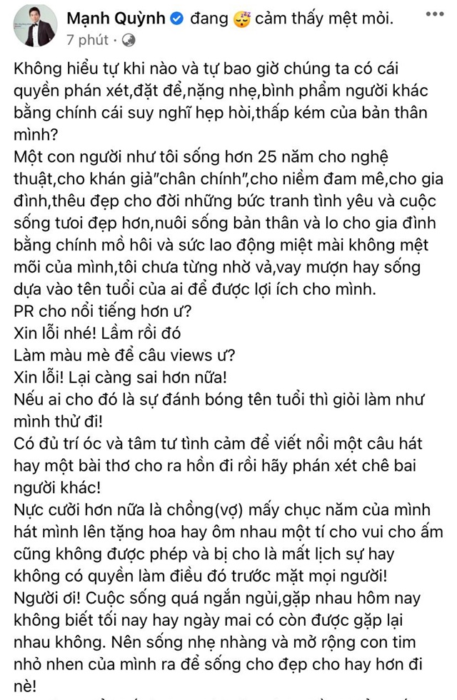 mạnh quỳnh bức xúc