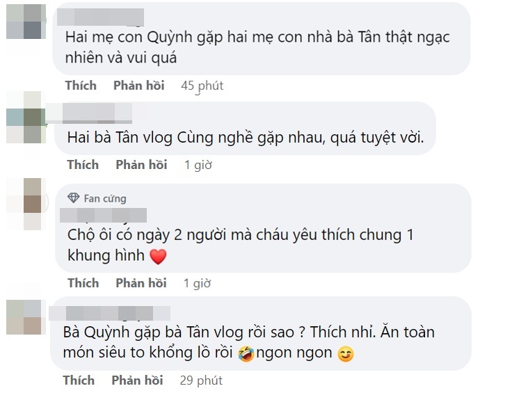  Cư dân mạng thích thú khi thấy 2 nữ YouTuber chung khung hình. (Ảnh: Chụp màn hình FB Quỳnh Trần JP)