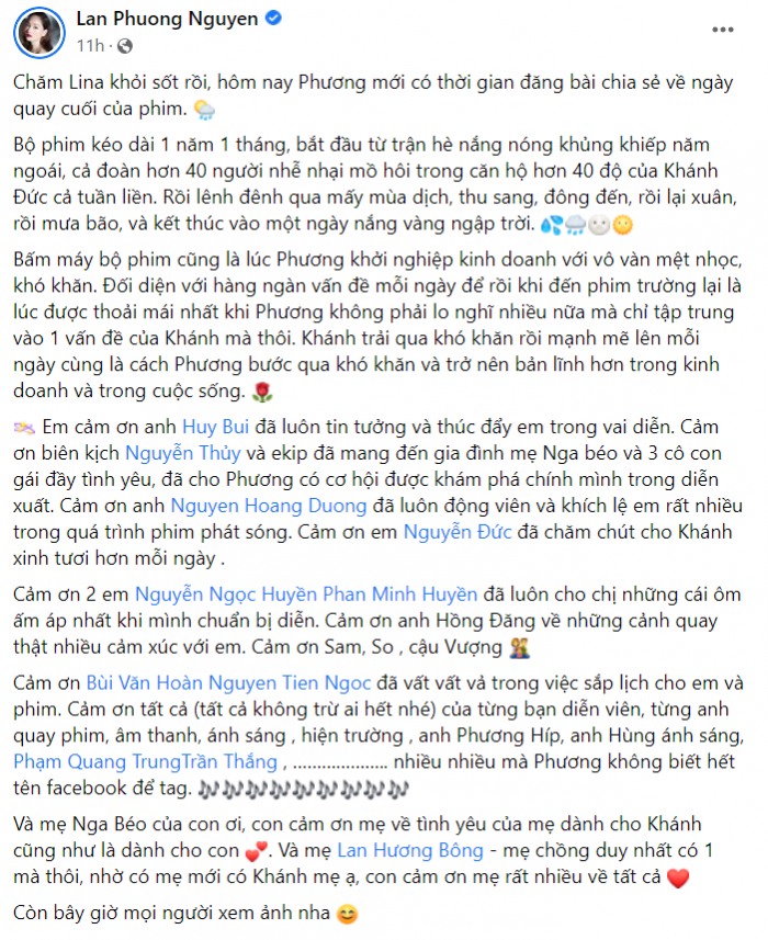 Hồng Đăng chỉ còn được 1 người duy nhất trong đoàn phim nhắc tên để cảm ơn, nhưng vẫn không tag Facebook để tránh liên quan